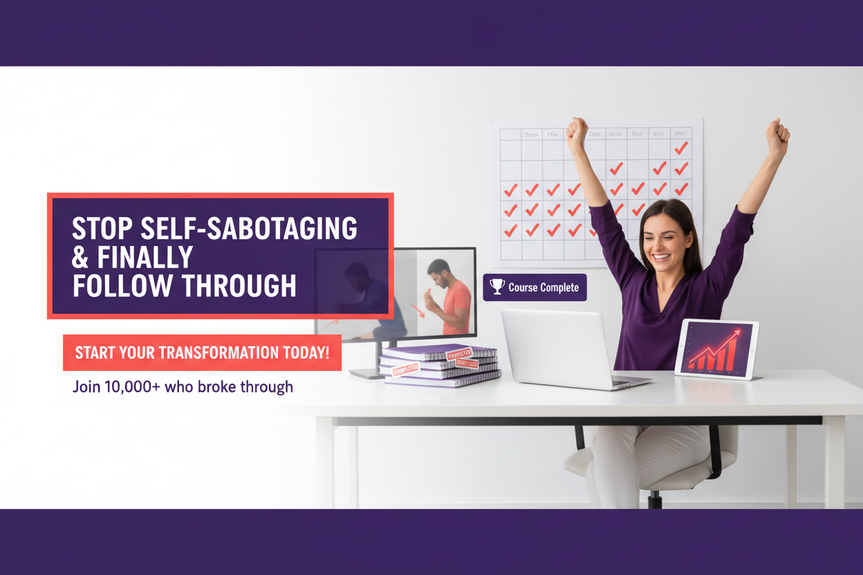 "Stop self-sabotaging and finally follow through-in 7 days. formula to follow: