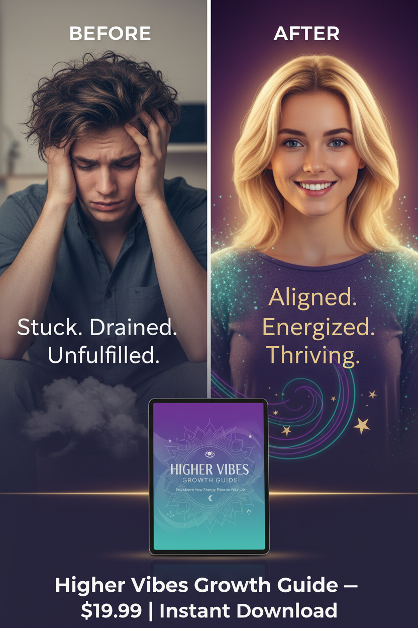 "Before and after Higher vibes growth guide"